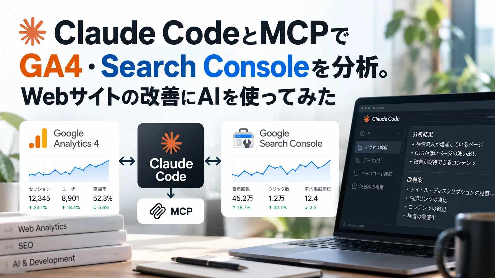 Claude CodeとMCPでGA4・Search Consoleを分析。Webサイトの改善にAIを使ってみたのアイキャッチ
