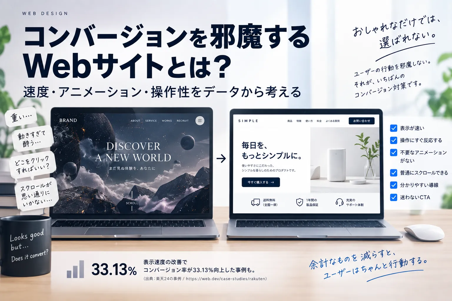 コンバージョンを邪魔するWebサイトとは？速度・アニメーション・操作性をデータから考えるのアイキャッチ